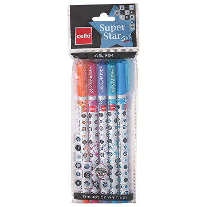 Picture of Cello Superstar Blue Gel Pen Pack of 5 Pc