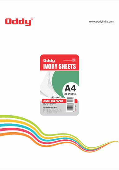 Picture of oddy A4 Ivory Sheets (White) - Pack  of 25 (210gsm)