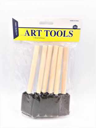 Picture of Foam Brush  Art and Craft Tool - Wooden Handle - Set of 5 Pc