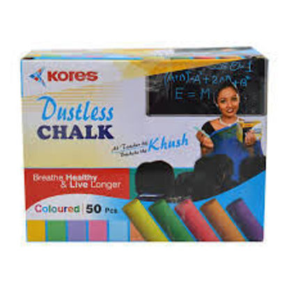 Picture of Kores Dustless Coloured Chalk 50  Pc