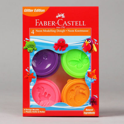 Picture of Faber Castell Clay - 4 Neon Glitter Modelling Dough