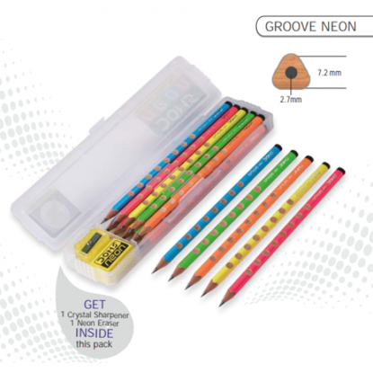 Picture of Doms Neon Groove Slim Triangle Pencil (Pack of 10 Pcs.)