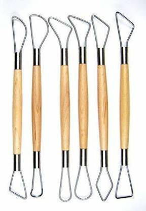 Picture of 6 Pcs Wooden Clay Tools with Double Sided Crafting Sculpting Modelling Pottery Ends