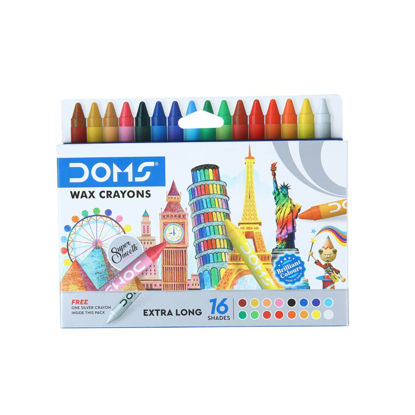 Picture of Doms Extra Long Wax Crayons 16 Shades