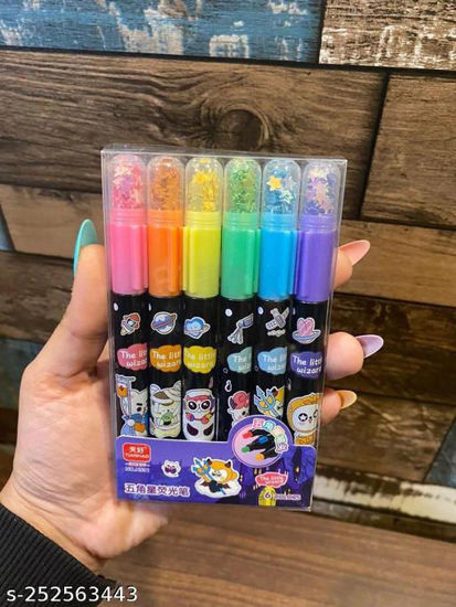 Picture of Highlighter Set of 6 Pens With Glitter